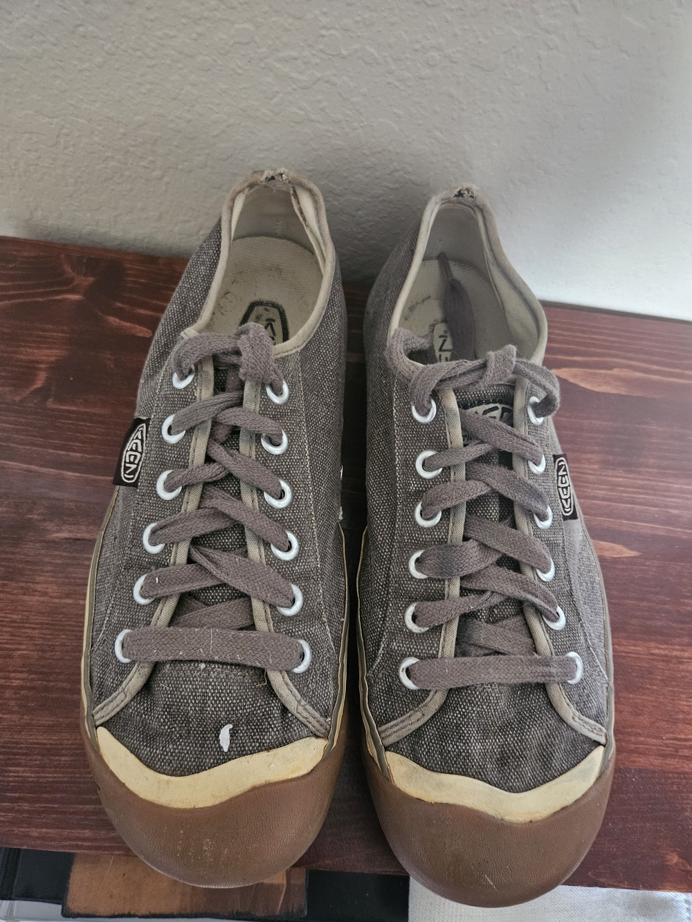 Keen Brown/ Light Army Green Canvas Lace-Up Sneakers